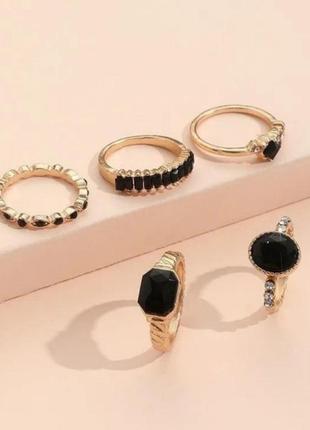 Набор колец кольца с чорним камем винтажние кольца готические колечка кольцо дорожка4 фото