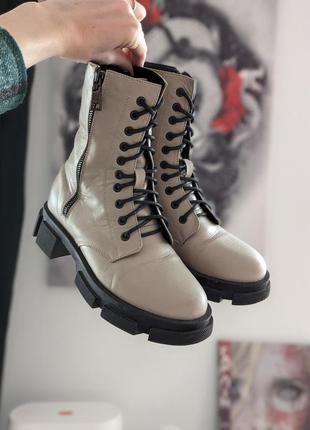 ❤️👢як нові! чоботи натуральна шкіра 😱в стилі massimo dutti🔥шкіряні черевики бежеві демісезон5 фото