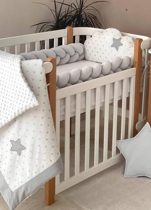 Комплект постельного белья для новорождённого коллекция №7 облака серые4 фото