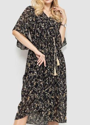 Платье шифоновое, цвет черно-бежевый, размер s-m, 204r18862 фото