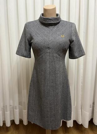 Шерстяное твидовое платье, ёлочка, fred perry, премиум бренд1 фото