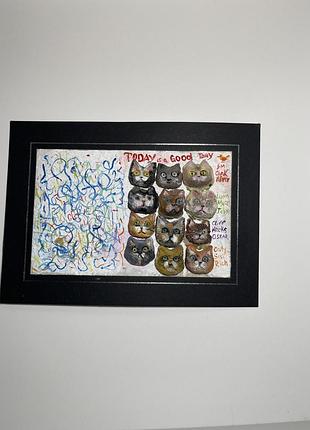 Картина із papier mâché cat