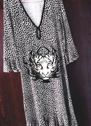 Элегантное/эластичное/леопардовое платье миди с воланами лео принт class animal leo.