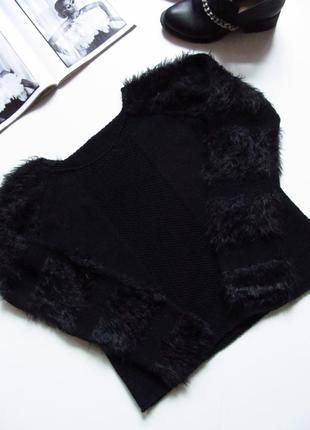 Черный вязаняй свитер пушистые рукава 🖤4 фото