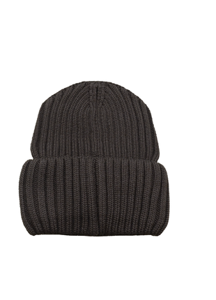 Stone island шапка в'язана patch program зимова унісекс універсальний розмір хакі темно сіра4 фото