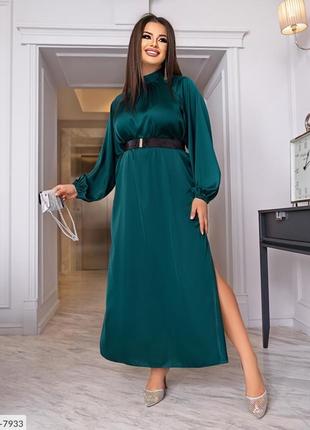 Шелковое платье с разрезом размеры 48-62