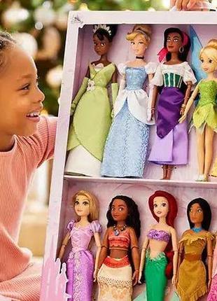 Класичні ляльки дісней, принцеси оригінал, набір ляльок, 12 ляльок дісней, disney princess classic doll collection
