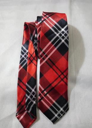 Шикарна краватка шотландська клітинка черворо чорний1 фото