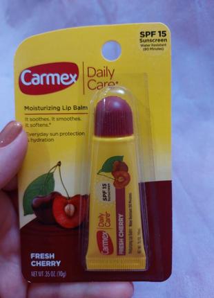 Carmex daily care, увлажняющий бальзам для губ, вишня, spf 15, 10 г1 фото