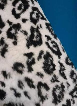 Шуба белая натуральный мех принт снежный барс леопард4 фото