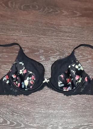 Брендовий красивий м'який бюстгалтер р.34 b 75 b від marks & spencer , кісточки , кружево , квітковий малюнок