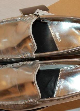 Шкіряні срібні туфлі лофери mango - 37, 38,  409 фото