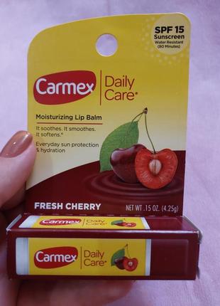 Carmex daily care, кармекс увлажняющий бальзам для губ, свежая вишня, spf 15, 4,25 г