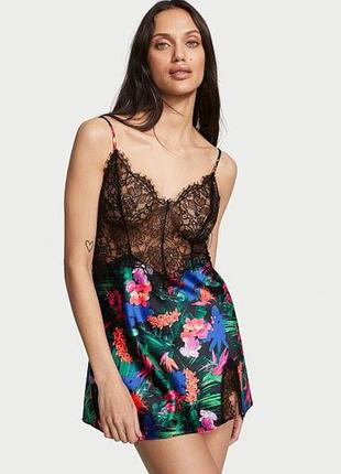 Пеньюар victoria's secret lace top satin slip size l