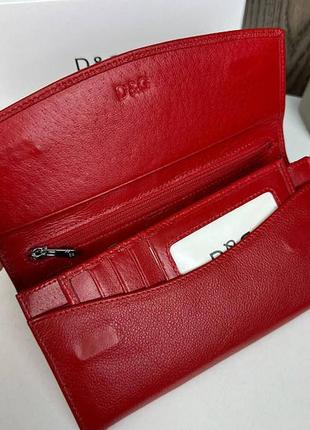 Женский стильный кошелек яркий красный горизонтальный кошелек портмоне в коробке7 фото