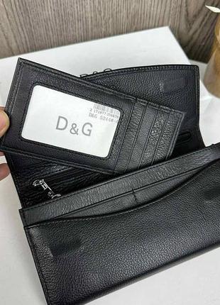 Жіночий горизонтальний шкіряний чорний гаманець портмоне в коробці шкіра6 фото