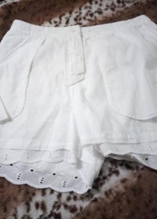 Бомбезные коттоновые ажурные белые шорты из прошвы ришелье6 фото