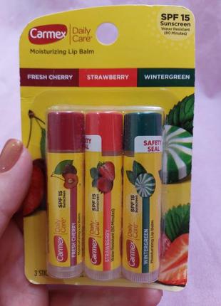 Carmex, бальзам для губ для щоденного догляду, spf 15, асорті, 3 пачки, 4,25 г кожна