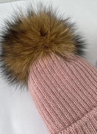 Комплект шапка та хомут на зиму пудра 46-50см5 фото