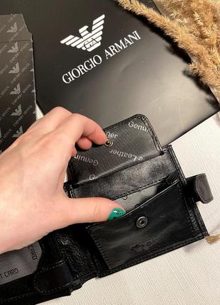Комплект кошелек из кожи + пакет, кошелек мужской кожаный черный, мужской кошелек в стиле giorgio armani армани6 фото