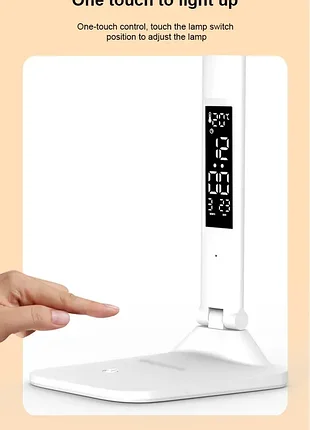 Лампа светильник настольная, светильник сенсорная с аккумулятором 3200маг и часовником