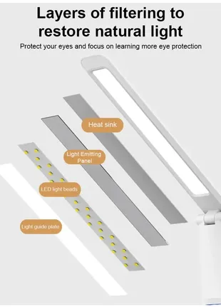 Лампа светильник настольная, светильник сенсорная с аккумулятором 3200маг и часовником