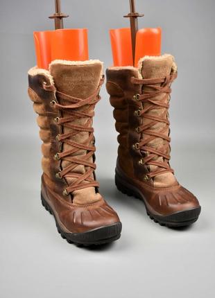 Timberland оригинал зимние коричневые женские сапоги ботинки высокие кожаные на меху размер 38 38,5