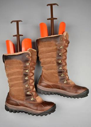 Timberland оригінал зимові коричневі жіночі чоботи черевики високі шкіряні на хутрі розмір 38 38,54 фото
