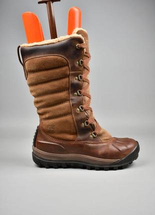 Timberland оригінал зимові коричневі жіночі чоботи черевики високі шкіряні на хутрі розмір 38 38,52 фото