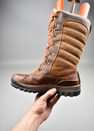 Timberland оригінал зимові коричневі жіночі чоботи черевики високі шкіряні на хутрі розмір 38 38,53 фото