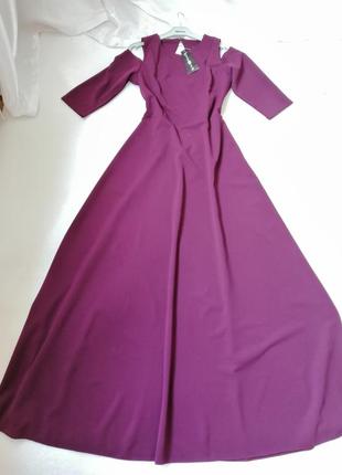 Красива довга сукня в підлогу з відкритими плечима колір темний бордо розмір на бирці вказаний 44-462 фото