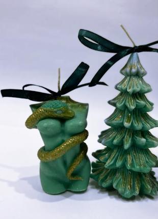 Подарочный новогодний набор свечей ёлочка девушка змея3 фото