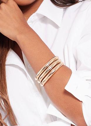 Праздничный новогодний комплект золотых браслетов, тройные золотые браслеты