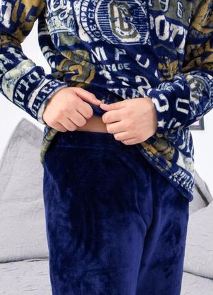Махровая теплая пижама велсофт подростковая для парней, зимняя теплая пижама из махры, домашний костюм5 фото