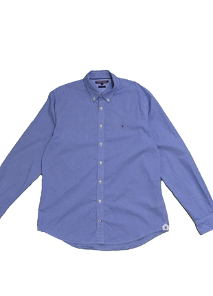 Tommy hilfiger оригинальная рубашка в клетку голубая new york fit p. l