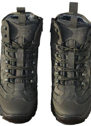 Размеры 42, 43, 44  зимние водонепроницаемые треккинговые ботинки кроссовки, зеленые хаки4 фото