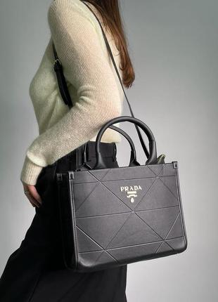 Женская сумка prada small leather symbole bag with topstitching