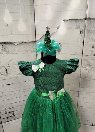 Ялинка елка ель елочка 5-7 р костюм сукня зелена2 фото
