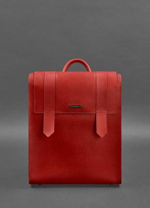 Жіночий шкіряний червоний, чорний рюкзак blackwood3 фото