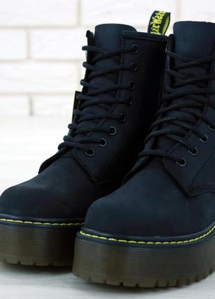 Жіночі черевики dr.martens black jadon натурал шкіра crazy, демисезон чорні.