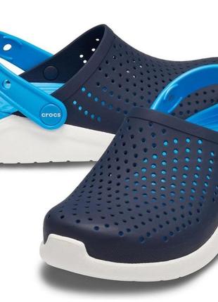 Кроксы детские black crocs kids literide clog navy /white