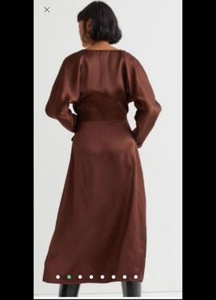 Новое атласное платье миди демисезон h&m сатиновое платье макси на запах атлас сатин4 фото