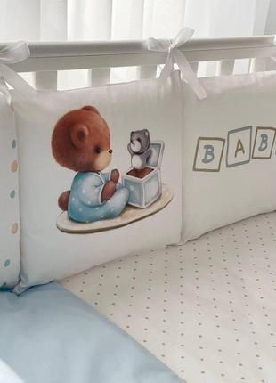 Комплект постельного белья для новорождённого baby teddy, цвет голубой6 фото