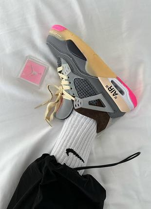 Женские кроссовки найк nike air jordan retro 4 x off white “grey / pink” premium4 фото