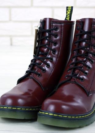 Женские ботинки dr.martens brown кожа, демисезон коричневый