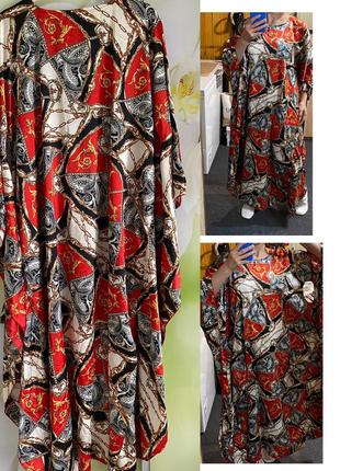 Комфортное домашнее атласное платье свободный крой,принт цепи,р16-221 фото