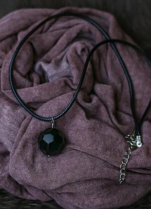 Кулон чеське сікло гранована кулька (прес) чорна 18*28мм+-