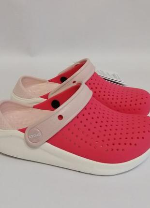 Crocs kids literide clog poppy white крокси для дівчинки