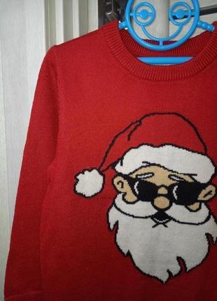 Новогодний свитер свитшот кофта джемпер красный дед мороз санта клаус santa для мальчика 3-4 года6 фото
