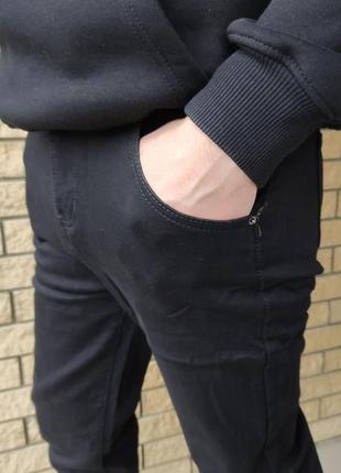 Зимові чоловічі джинси на легкому флісі стрейчеві lanlaniee3 фото